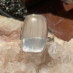 DIVINE LIGHT SELENITE 925 STERLING SILVER RING, SIZE 6.25